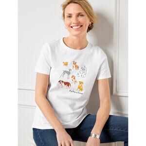 Talbots Dog Days 100% Cotton Crewneck Novelty Tee - Women's XL